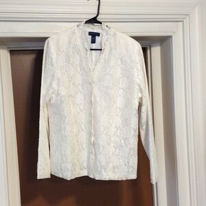 Karen Scott Ladies White Lace Jacket